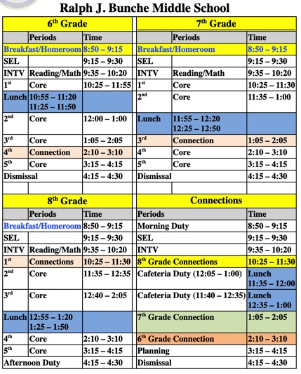  Bell Schedule 2025-2026